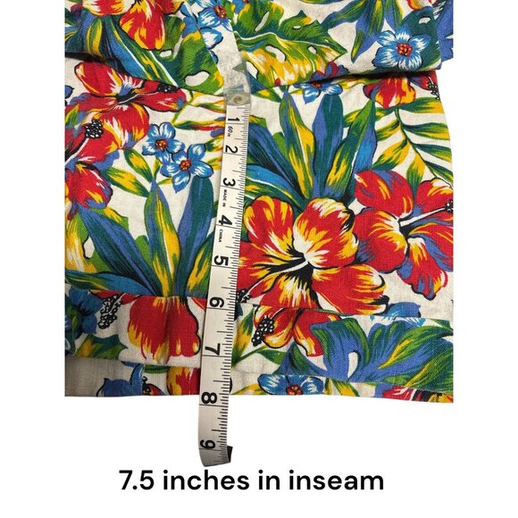 Adam Douglass Adrianna Papell Womens Tropical Floral Print Linen & Cotton Short - Picture 6 of 6